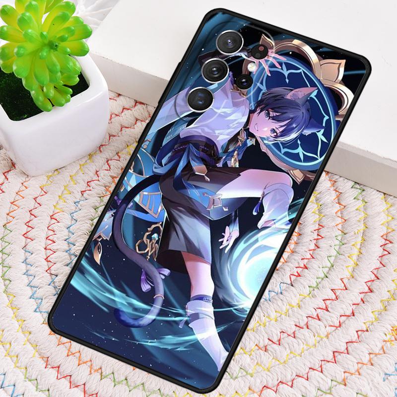 Genshin Impact Scaramouche soft Silicone Phone Case For Samsung Galaxy note 10 pro S26 S24 S23 S22 S21 Plus S25Ultra Capa Cover