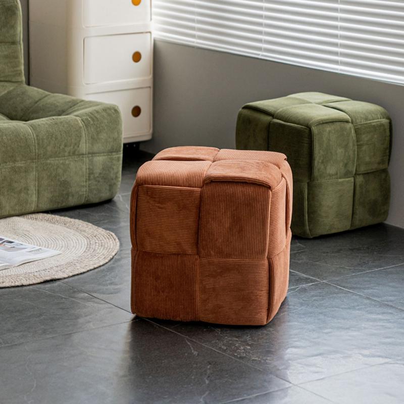 Corduroy Breathable Low Stool  Creative Sofa Footrest for Living Room Minimalist Footstool  Stable Entryway Shoe Bench