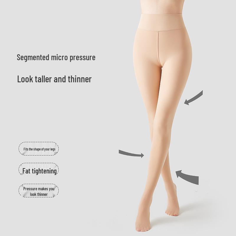 Damen Wasserglanz Fleecegefütterte Strumpfhose - Bare-Leg-Effekt, Übergröße, Frühling/Herbst-Bekleidung