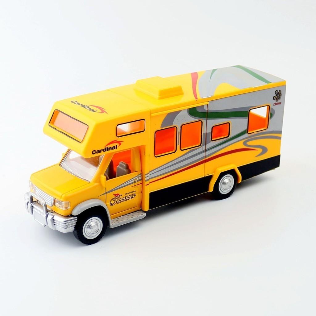 Alloy Deluxe 132 Travel Motorhome Bus Children's Toy Car Model Decoration Sound And Light Retractable Door
