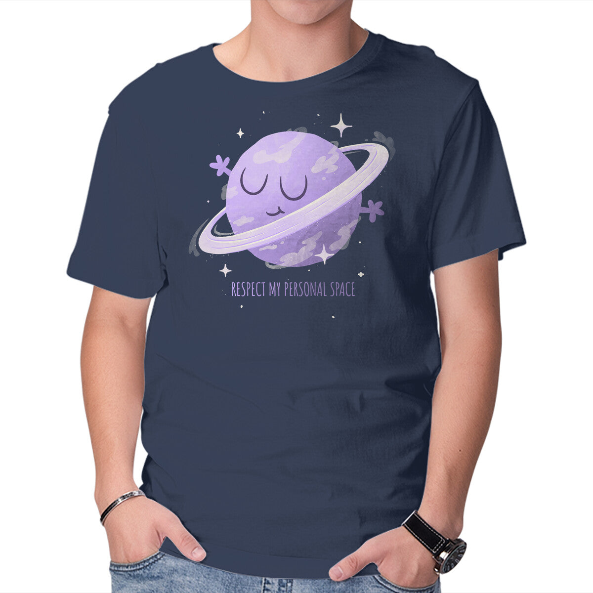Unisex Crew Neck T-Shirt Respect My Personal Space Graphic Short Sleeve Casual Tee L
