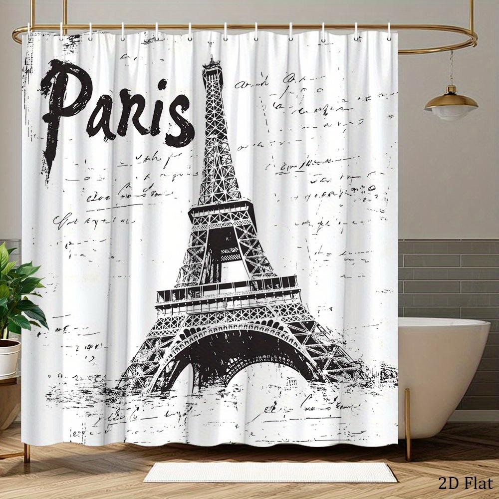 Rideau de douche stylé Tour Eiffel Parisienne Imperméable Polyester Doublure de salle de bain Décoration Artistique pour la Maison Voyage Cadeau