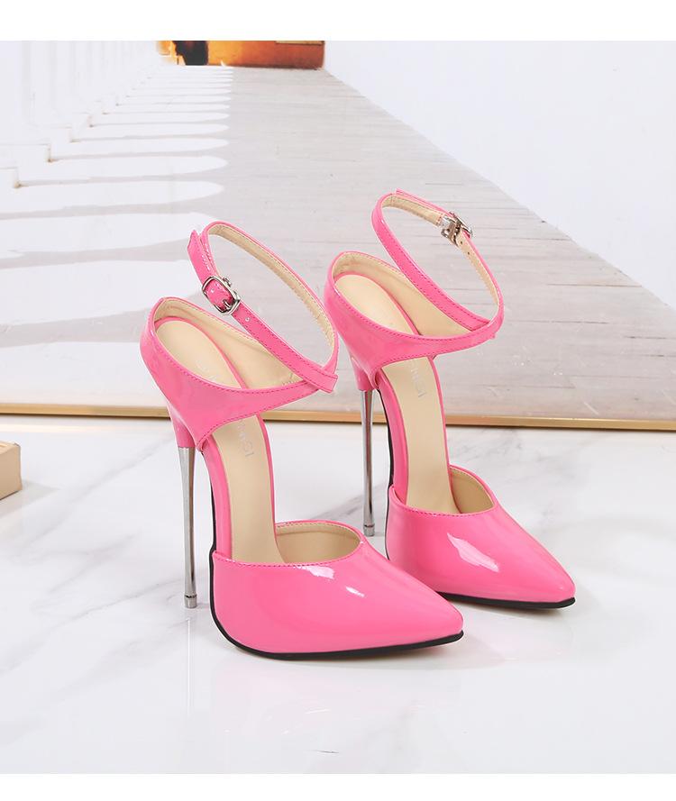 zapatos mujer 16cm thin heels shoes woman Pointed Toe Female Party Sandals Buckle Cosplay Punk pumps sandalia feminina