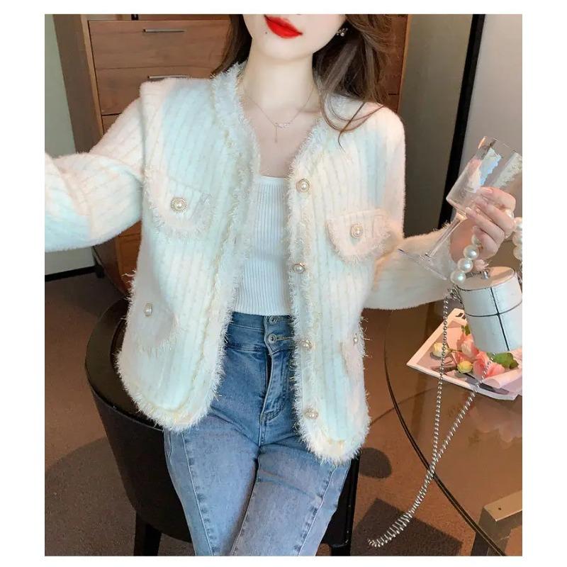 Kardigan špičkového stylu a z krásné norkové kožešiny Nový styl Lehký luxus Temperament Celebrity Kabát pro ženy S