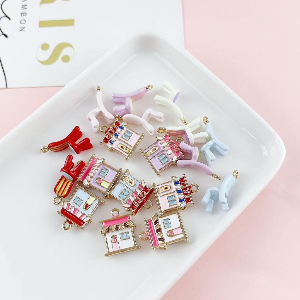 Colorful 3D Coffee Shop Stool Pendant for DIY Handmade Jewelry Accessory