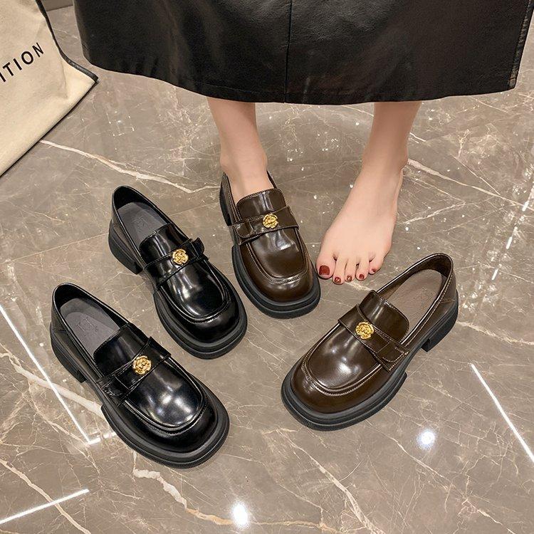 [Armano] Platform Sole One-pedal Loafers Women's 2025 Spring New Retro Small Leather Shoes British Style Single Shoes