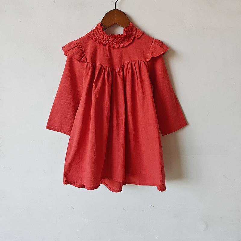 Korean Autumn Lace Embroidered Mother-Daughter Princess Dress with Lotus Leaf Design