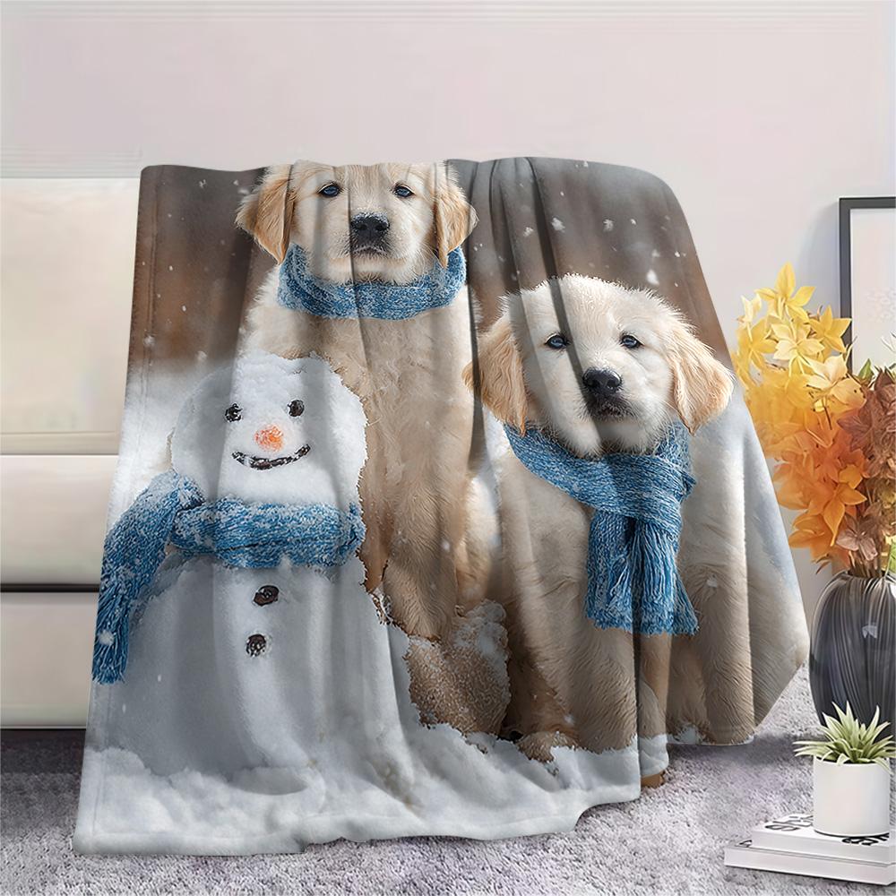 Golden Retriever Print Flannel Blanket, High Quality Comfortable for All Seasons, Home Decor, Warmth and Comfort, Perfect for Christmas Gifts