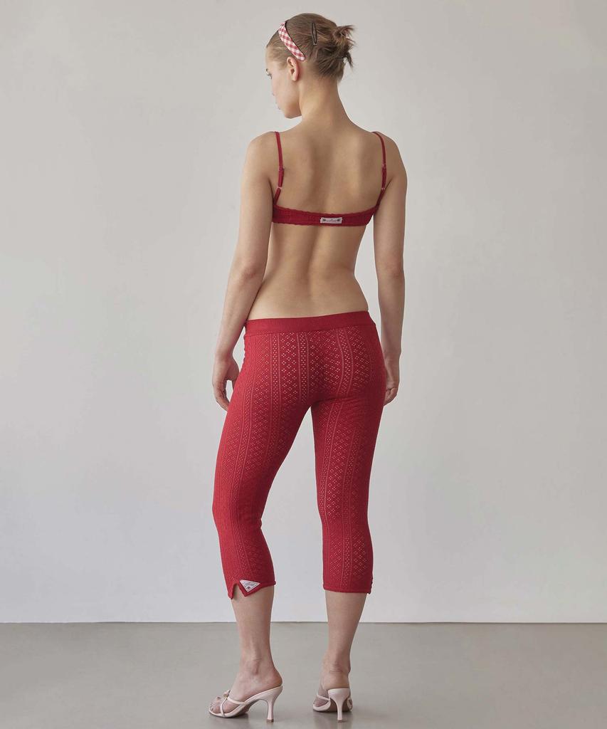 SCULPTOR Eyelet Knit Capri Pants Red