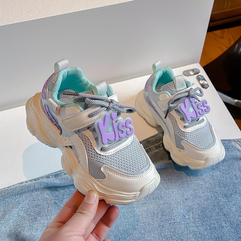 Classmate Girls Sports Shoes 2025 New Summer Mesh Breathable Children's Dad Shoes Girls Fashion Big Children Soft Sole