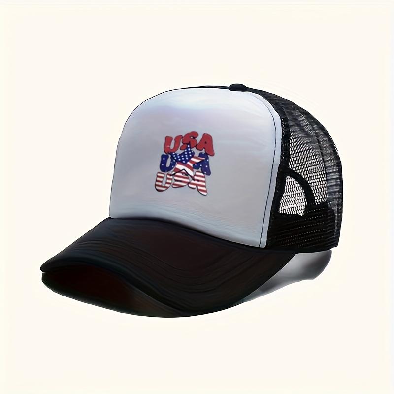 USA Amerikanische Flagge Druck Trucker Cap Atmungsaktives Netz Erwachsenen Freizeit Verstellbare Baseballkappe