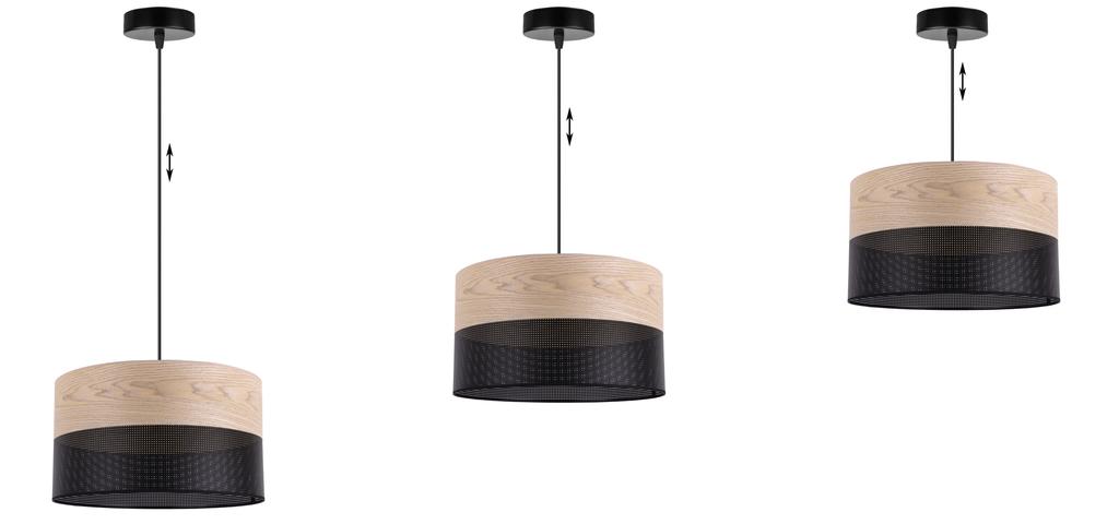 Single Hanging Lamp Classic Oak Veneer Lampshade 30Cm