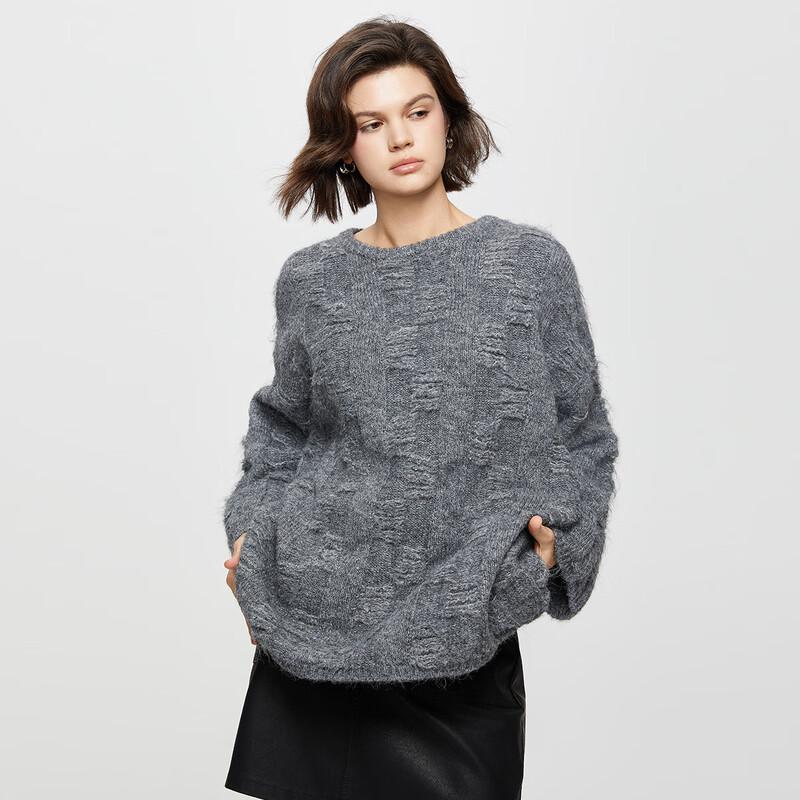 Damen Langarm Rundhals Strickpullover