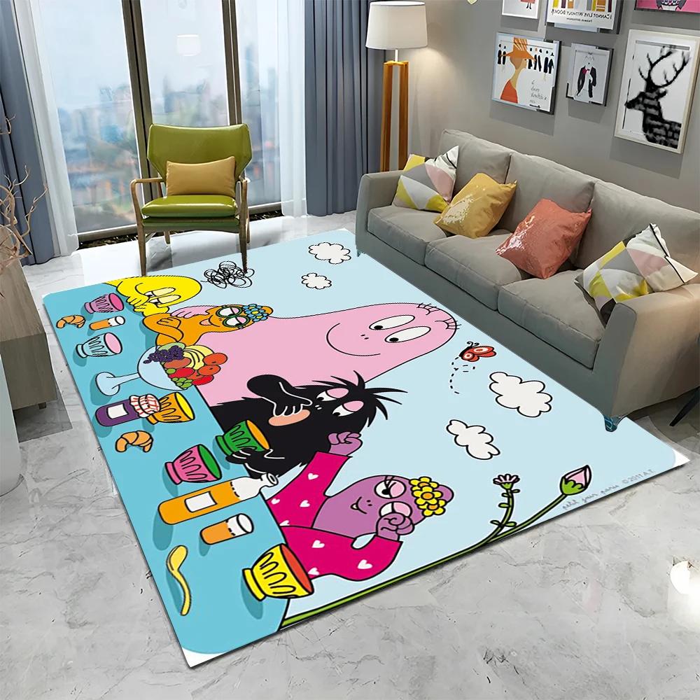 

Les Barbapapa Family Anime Cartoon Carpet Rug for Home Living Room Bedroom Sofa Doormat Decor,kids Area Rug Non-slip Floor Mat 70x100cm