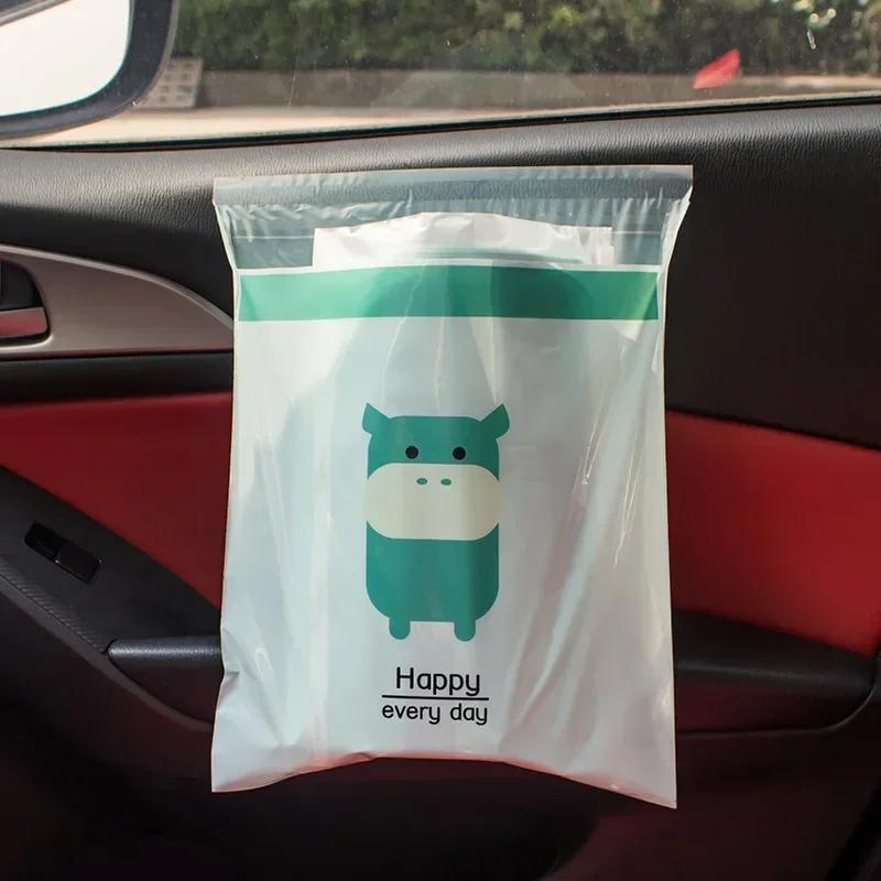 15PCS Car Trash Bag Disposable Self-Adhesive Garbage Can for Auto Seat Back Hanging Trash Bag Office Kitchen Garbage Storage Bag