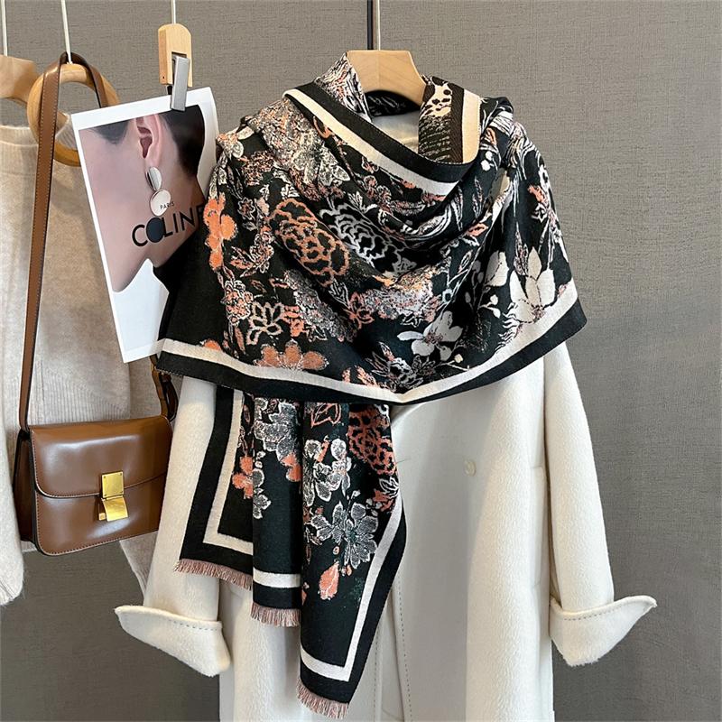 Fashion Luxury Brand Winter Poncho Scarf Women Large Shawl Pashmina Hijab Foulard Echarpe Ethnic Style Design Lady Stole Scarves