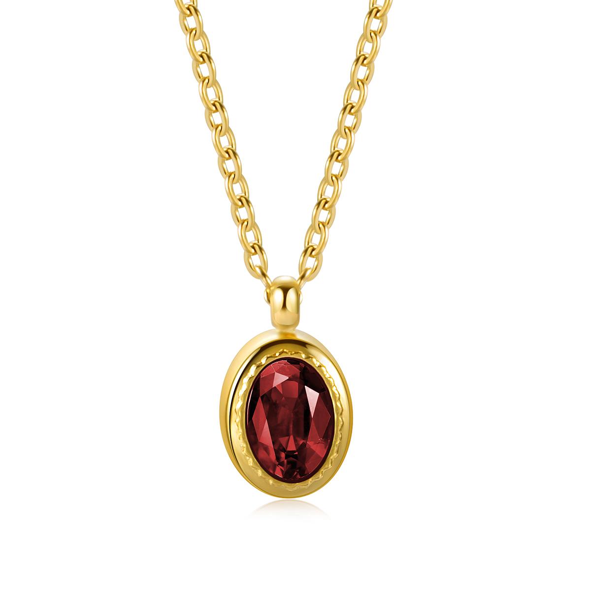 Gold Plated Stainless Steel Green Cubic Zirconia Pendant Necklace for Women Titanium Steel Jewelry Statement Collar Necklace красный