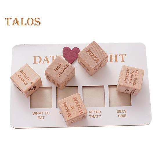 

1 набор игральных костей для принятия решений для пар, 5 деревянных игральных костей и набор игральных костей для свиданий, игральные кости для еды на День святого Валентина, девичник, свадебный подарок A