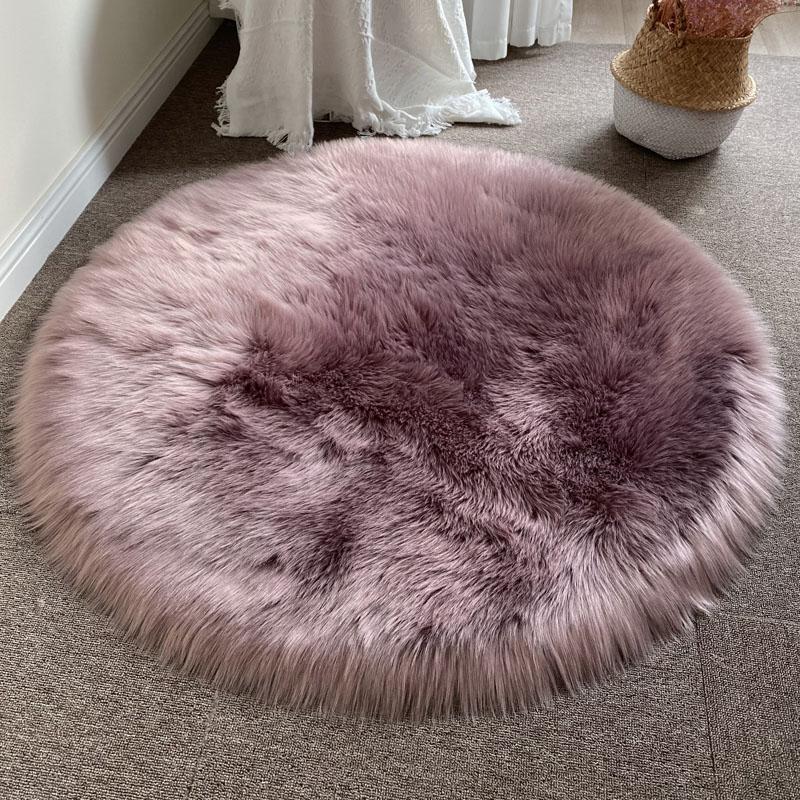 Round Carpet Shaggy Sheepskin Children'S Bedroom White Fur Rug Soft Thick Living Room Sofa Area Rug Artificial Wool Carpet Decor