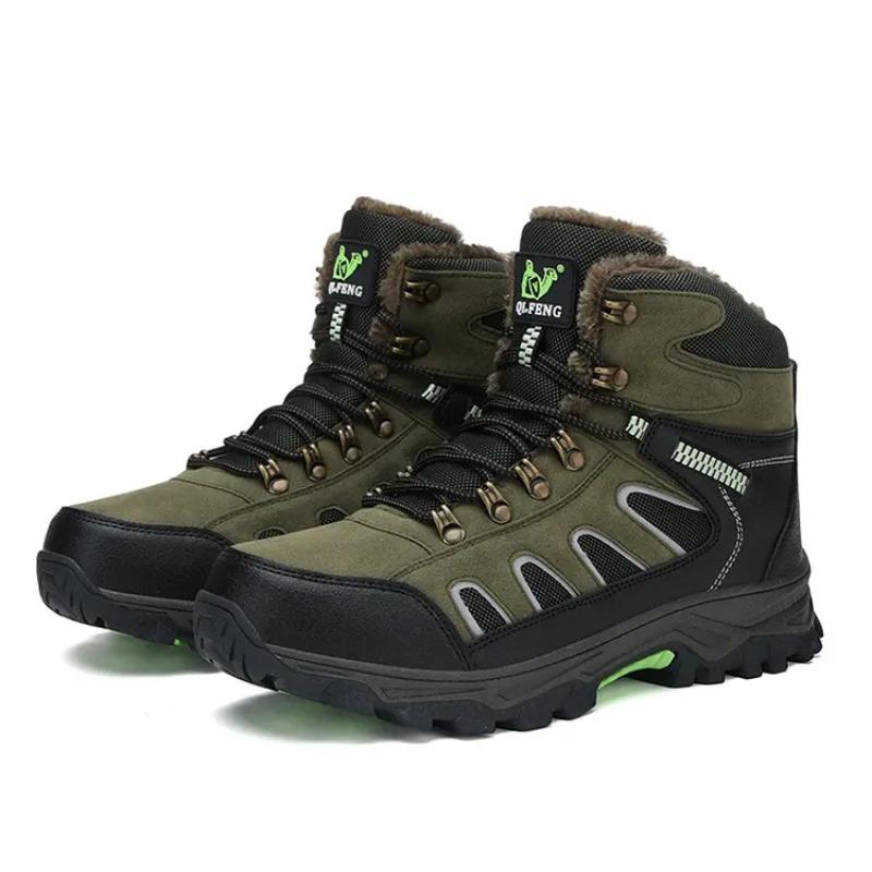 Men's Fleece-Lined Winter Snow Boots Non-Slip Waterproof Outdoor Hiking Boots Casual Shoes