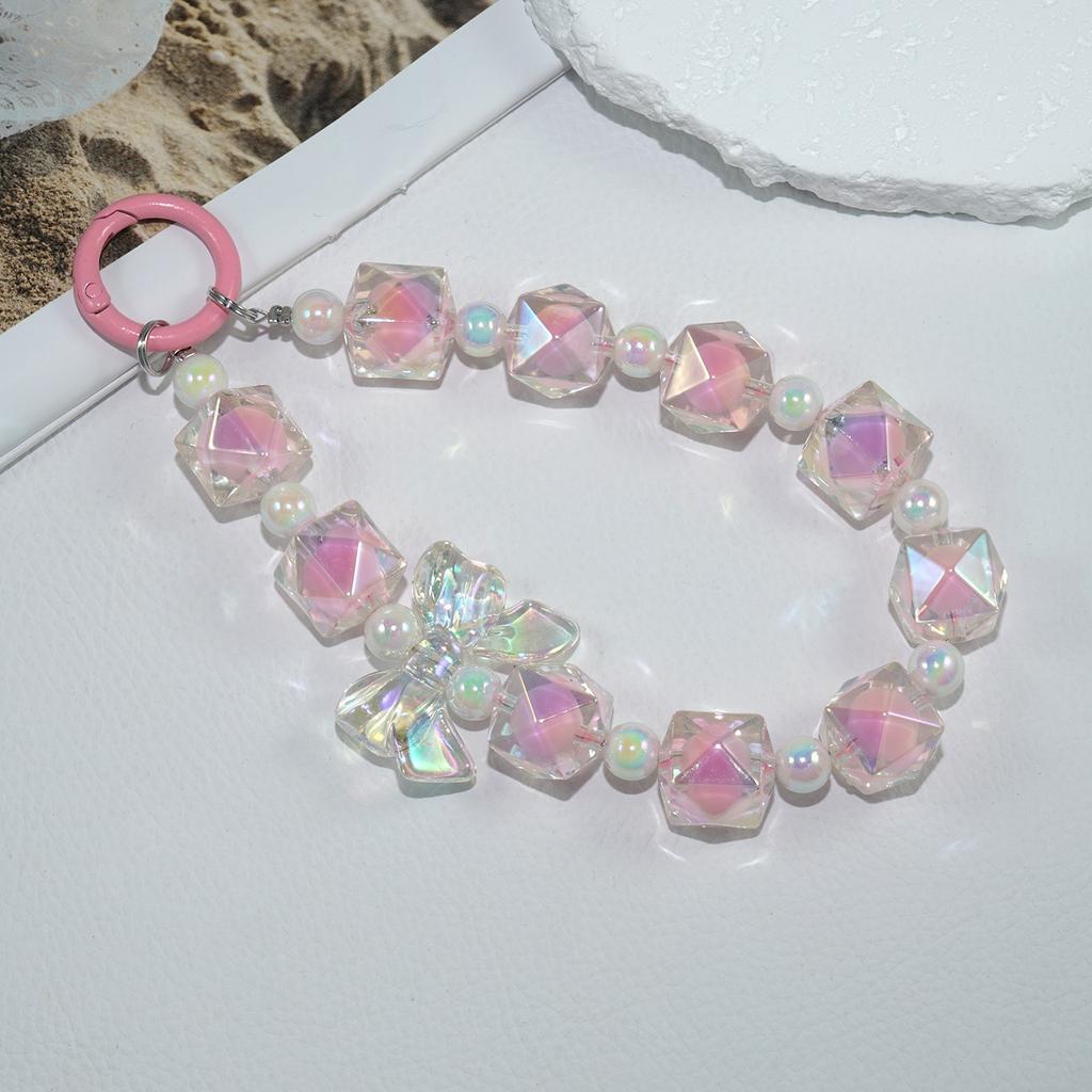 Mobile phone lanyard colorful crystal bead chain lanyard Rubik's Cube bow jewelry pendant mobile phone wrist bracelet