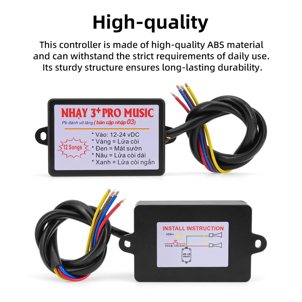 8 Sounds Musical Electronic Horn Controller 3+ Pro Music Rapid Horn Relay 12-24V 8Tones 12 Tones Horn for All Car Motor Truck