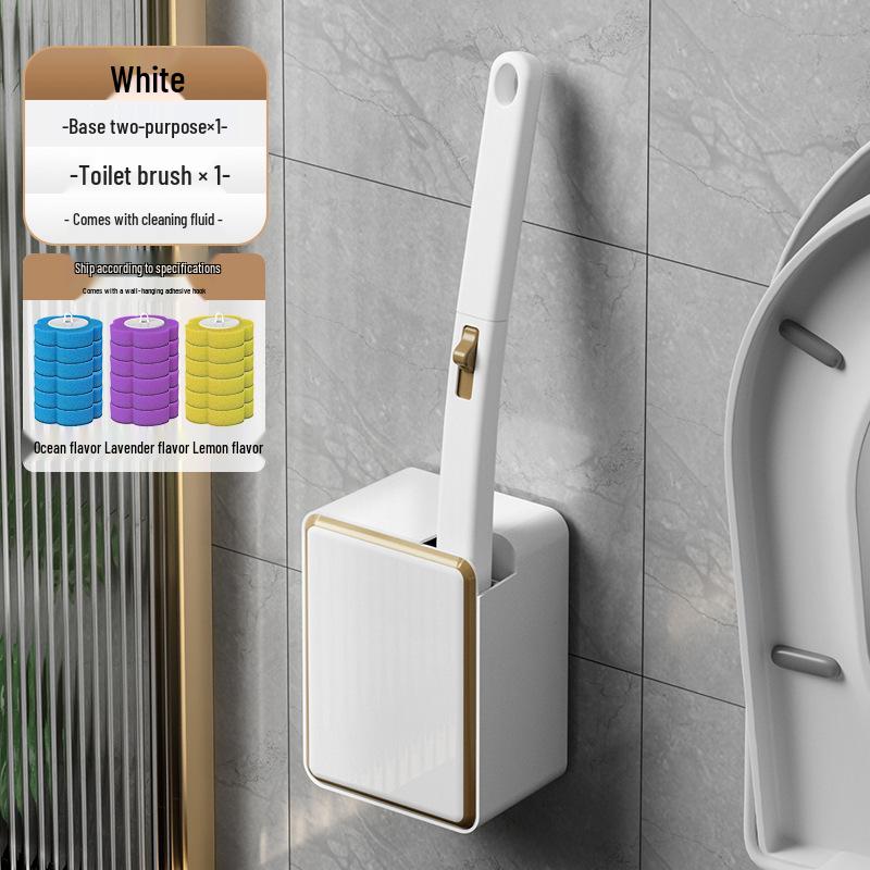 Wall-Mounted Toilet Brush with Dissolvable Heads for Complete Cleaning