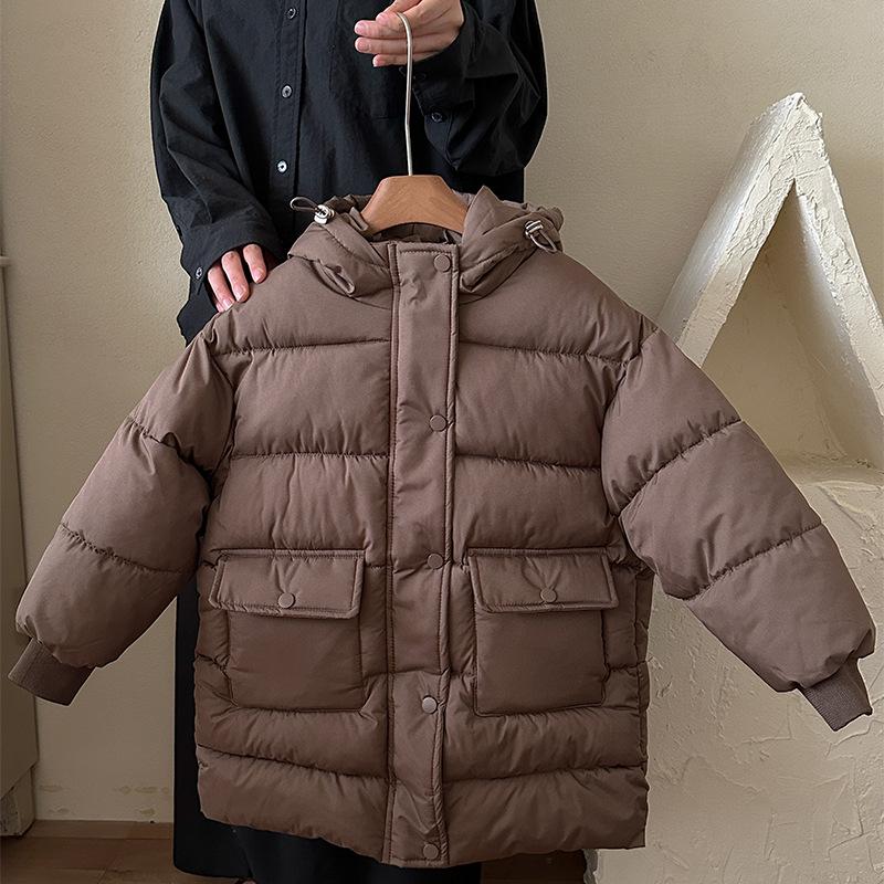 Kinder Winter 2025 Mittellanger Daunenmantel - Dicke, warme Baumwolljacke für Jungen und Mädchen