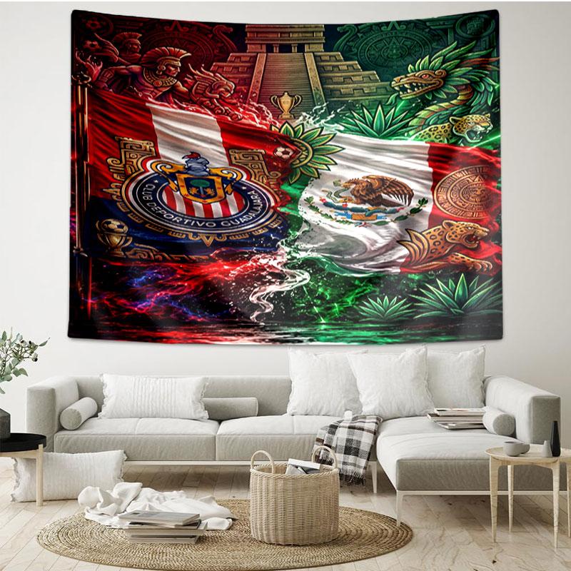 Club Deportivo Guadalajara Print Tapestry - Portable Wall Decor Cloth, for Home, Dorm, Travel, Bedroom, Living Room - Ideal Birthday Housewarming Gift