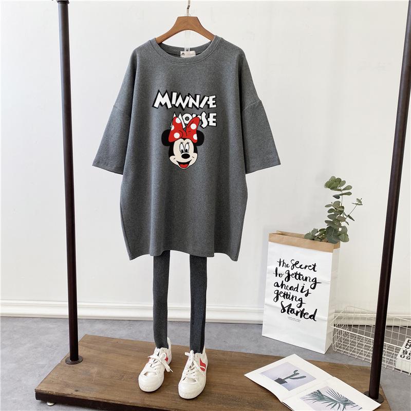 Women's Summer Maternity Cotton T-Shirt - Short Sleeve, Loose Fit, Stylish Mid-Length Print