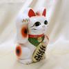 Tokoname 6 Inches Right Good Fortune and A Lucky Piggy Japanese-made Maneki-neko (beckoning Cat) Figurine, Ware, (approx. 18cm), Paw, White. [Brings