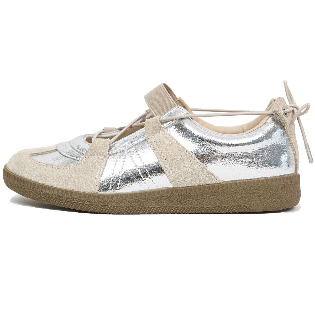 

Spring 2025 new women s shoes retro sports shoes round head silver casual versatile comfortable single shoes women 40 срібний