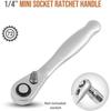72 Teeth Mini Ratchet Wrench Quick Release Square Drive Head 1/4 Drive Ratchet Handle Wrench Socket or Bit Holder