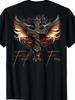 Men's Faith Over Fear Graphic T-Shirt with Angel Wings & Cross Design - Black, A