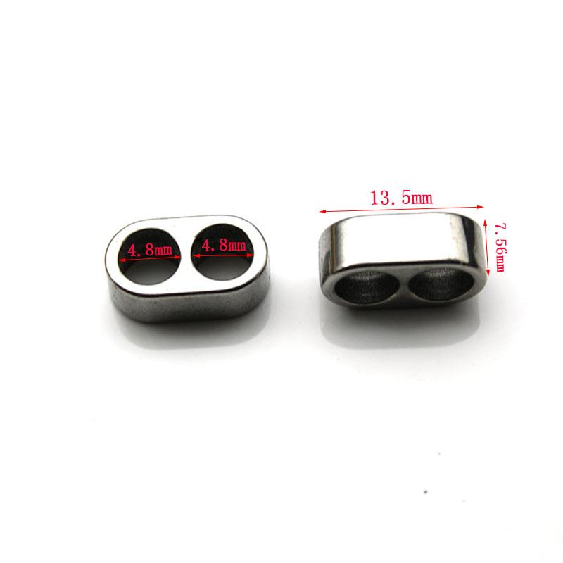 4pcs Stainless Steel Double Hole 5mm Charm Slide Spacer Beads Big Hole Stopper Bead for Leather Bracelet DIY Jewelry Accessories