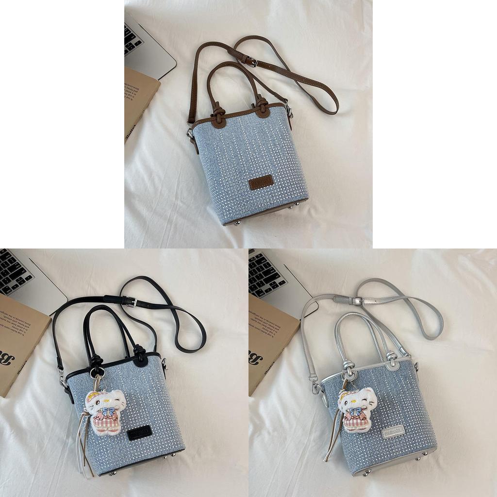 Simple Urban Style Pu Water Bucket Handbag With Detailing For Daily Wear