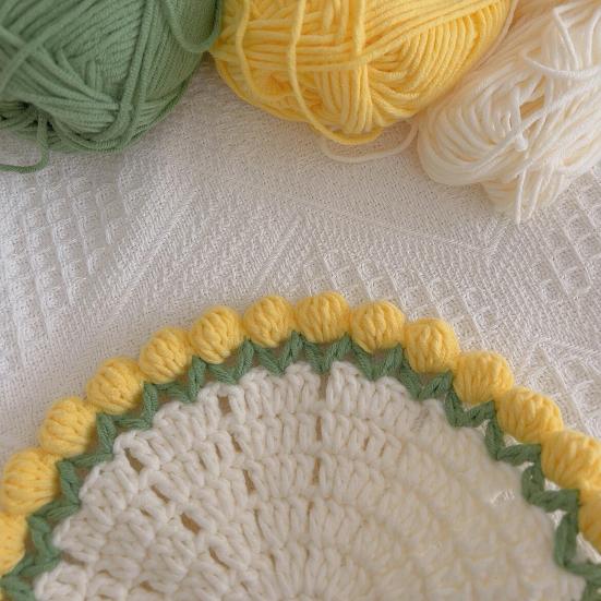 Crochet Rose Bouquet Coaster Heat-resistant DIY Handmade Knitting Flower Coffee Mug Cup Mat Kitchen Countertop Table Desk Decoration