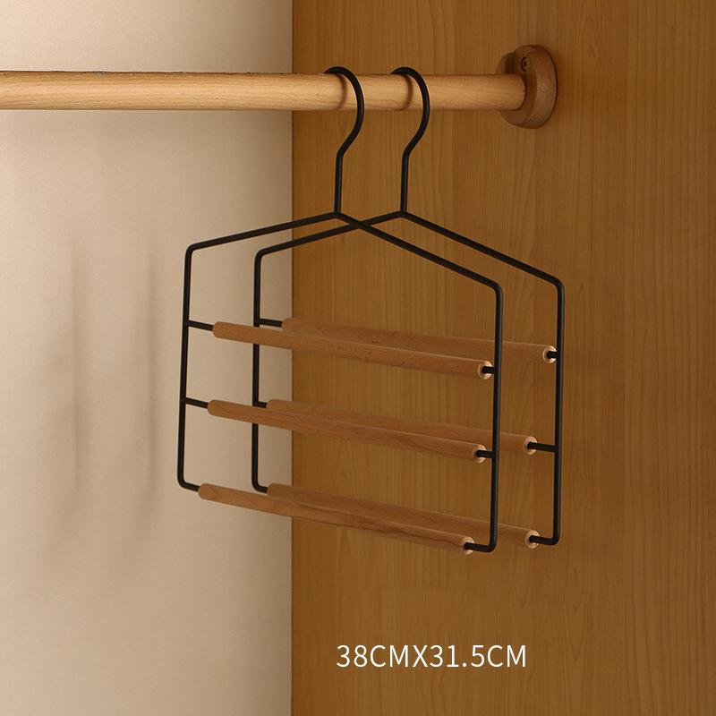 Wrought Iron Wooden Trousers Hanger Pant Hangers Multi Tie Multilayer Jeans Light Luxury