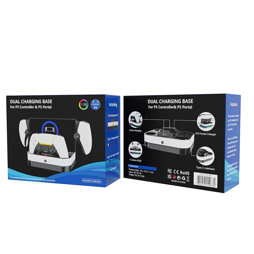 For PS5 Controller Dual Charging Base RGB Fast Charging Station for PS5 Dual Wireless Gamepad Handle Charger Stand