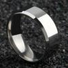 8MM Stainless Steel Simple Black Silver Gold Color Glossy Couples Ring for Women Men Wedding Party Jewelry