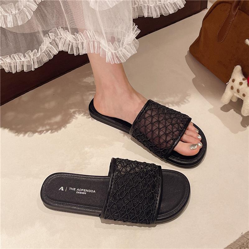 Fashion Mesh Breathable Flat Slippers for Women 2025 New Fashion Casual Comfortable Sandals Summer Shoes Trend Breathable Women's Shoes