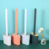 Silicone Long Handle Toilet Brush with Holder Flexible Soft Bristles Brush Quick Drying Holder