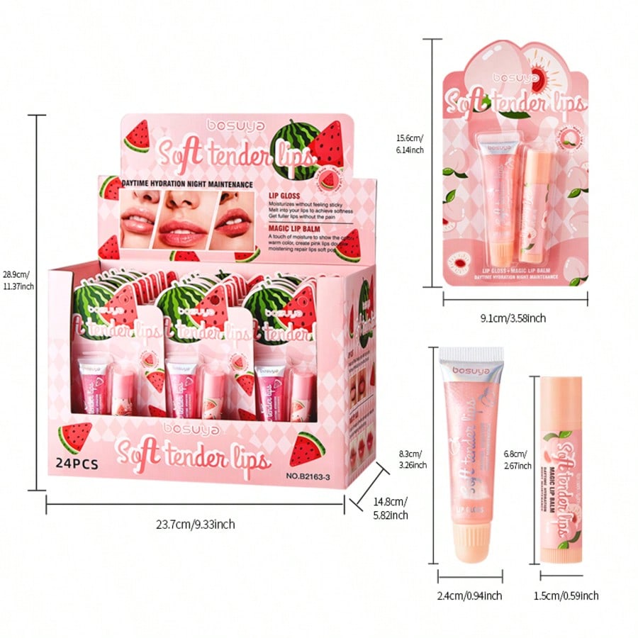 Magic Color Change Lip Balm Shimmering Gloss 2 Pack Set Hydrating Moisturizing Lip Care Combo