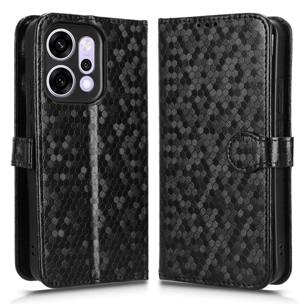 For Oppo Reno14 Pro 5G (Global) Wallet Case Dot Pattern Imprint PU Leather Phone Cover with Wrist Strap