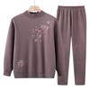 Velvet Thermal Underwear Two-piece Set Mother's Base Thickened Sweater Set for Middle-aged and Elderly People's Autumn and Winter Clothes