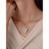Mother's Day Gift Two Tone Full Rhinestone Heart MOM Pendant Necklace For Women Fashion Jewelry