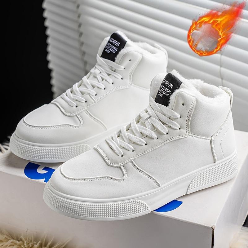 Mens Large Size Soft Sole Heightened Winter Warm Fur Snow Boots Padded Lined Ankle Boots Anti-slip Hiking Casual Sports Boots