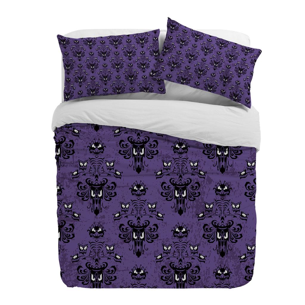 Halloween Haunted Mansion Purple Black Duvet Cover With Pillow Case Custom 3pcs Bedding Set Quilt Cover Double Bed Home Textile