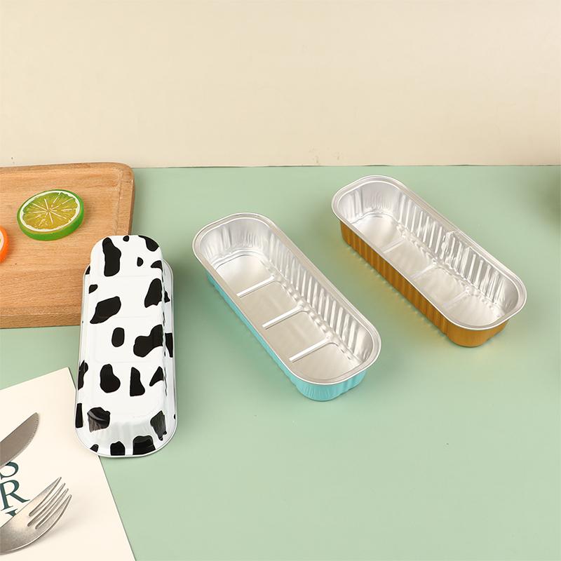 10Pcs Reusable Rectangle Aluminum Foil Tin Cup With Lids Pudding Cake Mold Air Fryer Small Baking Tray Baking Pastry Tools