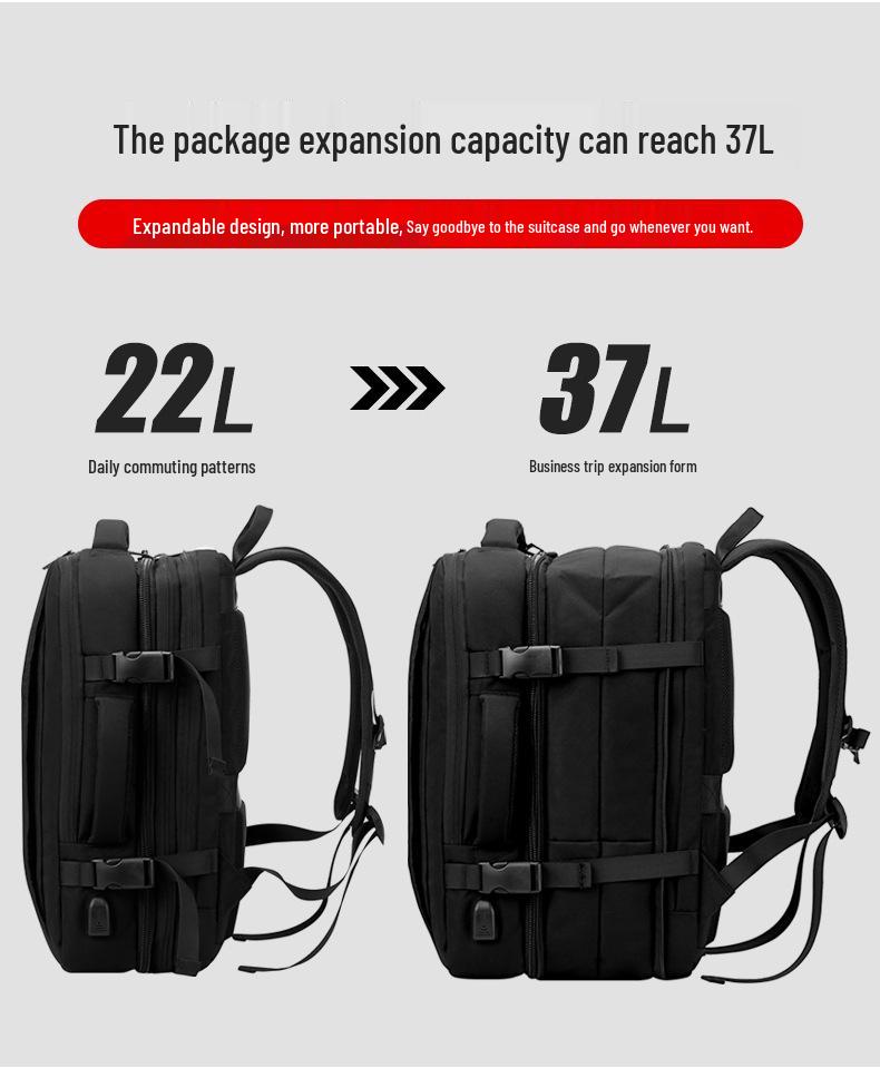 Men's Leather Business Travel Backpack with Laptop Compartment and Wet/Dry Separation